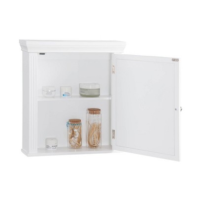 Crown Molded Top White Engineered Wood Medicine Cabinet