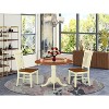 Round Dining Table Set - 3 Piece Asian Style Table & Chairs - 42" Buttermilk Cherry Finish - 2 of 4
