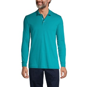 Lands' End School Uniform Men's Long Sleeve Interlock Polo Shirt - 1 of 4