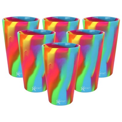 Silipint: Silicone Pint Glasses: 6 Pack Hippie Hops - 16oz Unbreakable Cups