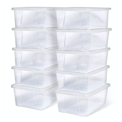 Homz Plastic Multipurpose Stackable Storage Container Bins with Secure Latching Lid for Home and Office Organization