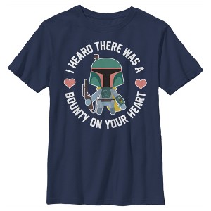 Boy's Star Wars Valentine's Day Boba Fett Bounty on Heart T-Shirt - 1 of 4