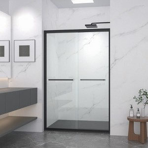APRILSOUL Matte Black 44-48in*72in Aluminum Frame Double Sliding Shower Door, Bypass Bathroom Sliding Door with Premium Clear Tempered Glass - 1 of 4