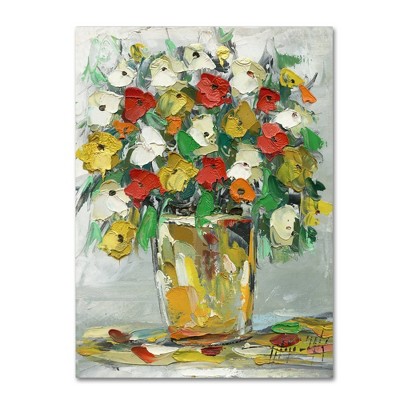 Trademark Fine Art 24" x 18" Hai Odelia 'spring Flowers In A Vase 11' Canvas Art