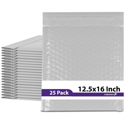 Fosmon #6 Poly Bubble Mailer 12.5 x 16, Extra Wide Padded Shipping Envelopes, White - image 1 of 4