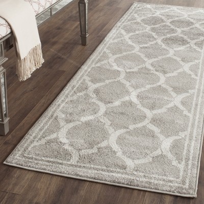 Elysian Dark Grey and Beige Geometric Synthetic Area Rug, 30" x 4"