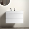 Vynxaria 35.8"L x 18.1"W Gloss White Solid Surface Bathroom Sink Integrated Basin - 3 of 4