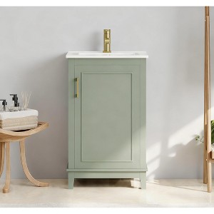 20" Modern Bathroom Vanity Cabinet with Ceramic Basin, 1 Soft-Close Door and Ample Storage, Compact Sink Cabinet for Small Bathrooms, 20×14.5×33.3 in - 1 of 4