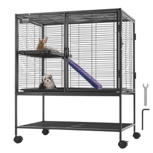 VEVOR 36" Rolling Metal Ferret Cage, Large 2-Tier Critter Nation Cage, Small Animal Cage with Ramps & Tray, Easy to Set up for Pet Rats, Hamster - 1 of 4