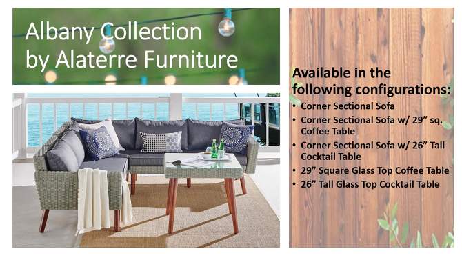 4pc All-Weather Wicker Albany Outdoor Sectional Sofa with Cocktail Table Set Brown - Alaterre Furniture, 2 of 15, play video