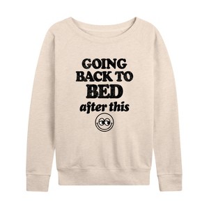 Women's - Instant Message - Going Back To Bed After This Lightweight French Terry Wide Neck Long Sleeve Shirt - 1 of 4