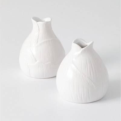 Sullivans Set of 2 White Bud Vase 4.5"H White