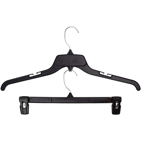 Recycled Stackable Black Plastic Coat Hanger, (Box of 100) 15 Inch Heavy  Duty Cascading Top Hangers with Chrome Swivel Hook 