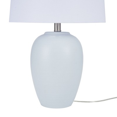 23" Light Blue Ceramic Urn Table Lamp with White Shade
