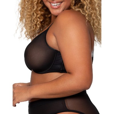 Curvy Couture Damen Mesh BH - Durchsichtiger Bügel-BH Mit Strass