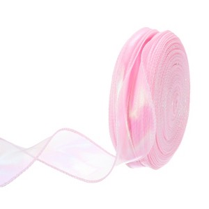 Unique Bargains Gift Wrapping Wide Sheer Wired Pastel Shimmer Iridescent Chiffon Ribbons 1 Pc - 1 of 4