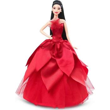 Barbie Looks Doll, Collectible & Posable with Wavy Brown Hair & Curvy Body  Type, Silvery & Black Halter Dress