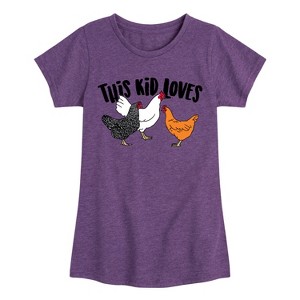 Girls' - Instant Message - This Kid Loves Chickens Fitted Short Sleeve Graphic T-Shirt - 1 of 4