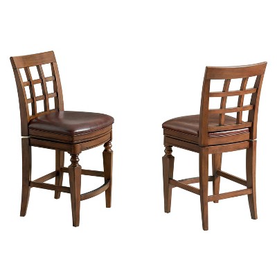 Set of 2 Napa Counter Height Barstools with Back Mahogany - Alaterre Furniture: Upholstered 26" Seat, Rubberwood Frame