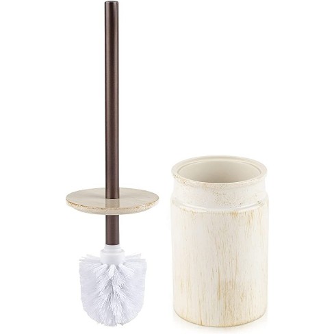 Bath Bliss Ceramic White and Gold Toilet-Brushes, 1 Pack