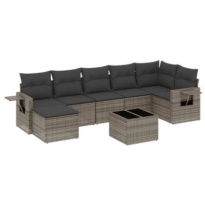 vidaXL 8 Piece Patio Sofa Set with Cushions - Gray Without Table