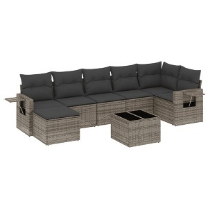 vidaXL 8 Piece Patio Sofa Set with Cushions - Gray Without Table - 1 of 4