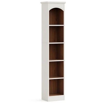 Resenkos Bookshelf, Bookcase Standing Shelf Unts,70.9" Narrow Bookcase, 5-Tier Cube Bookshelf Display Rack with Storage,Walnut &