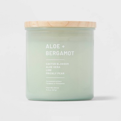 Glass Jar Aloe and Bergamot Candle Green - Threshold™
