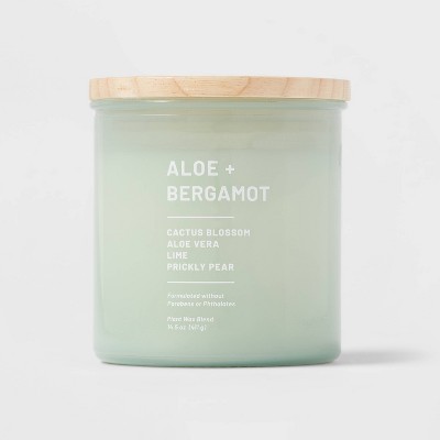 Tinted Glass Aloe + Bergamot Jar Candle Light Green - Threshold™