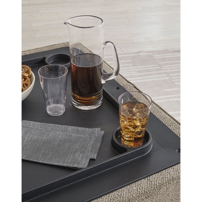 Brown Herringbone Chenille Storage Ottoman with Removable Top