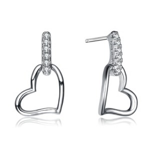 Guili Affectionate Heart Sterling Silver and Cubic Zirconia Sparkling Stud Earrings Designed to Capture Love and Timeless Romance Charm - 1 of 4