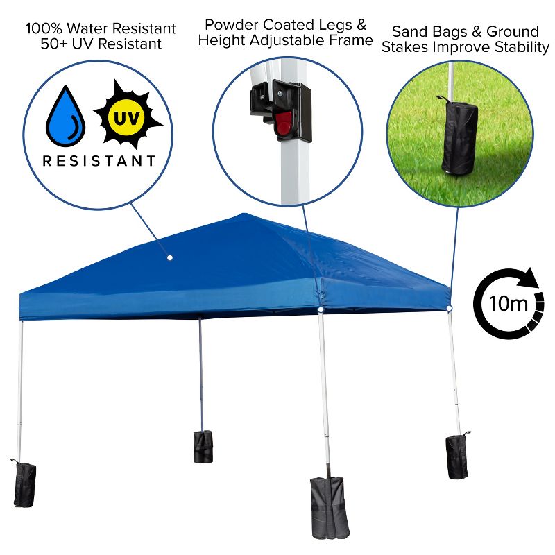 Emma and Oliver 10'x10'  Weather Resistant, UV Coated Pop Up Canopy Tent with Sandbags and Wheeled Case, 6 of 12