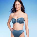 Women's V-Wire Shirred Bandeau Bikini Top - Shade & Shore™ Blue Shine