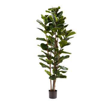 Fiddle Leaf Fig Tree - 72-Inch Fake Plant with Pot and Natural Feel Leaves for Home or Office - Artificial Plants Decor for Indoors by Pure Garden