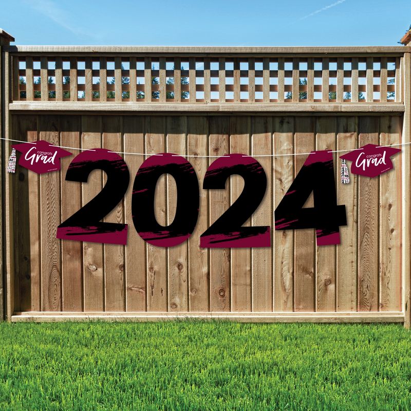 Big Dot of Happiness Maroon Grad - Best is Yet to Come - Large Burgundy Graduation Party Decorations - 2024 - Outdoor Letter Banner, 1 of 9