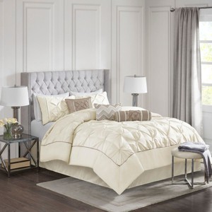 Sapphtopaz 7 Piece Comforter Set Elegant Bedding Comforter Sets Solid Color Reversible Tufted Bedding Set with Throw Pillows - 1 of 4