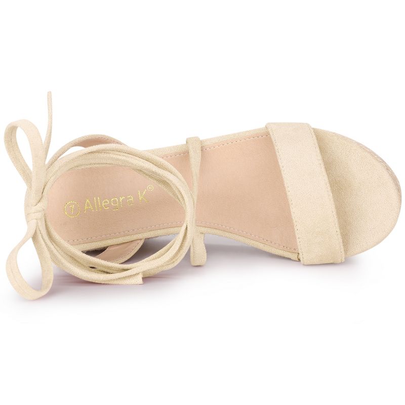 Allegra K Women's Lace Up Wedge Heel Platform Slingback Espadrilles Sandals, 4 of 7