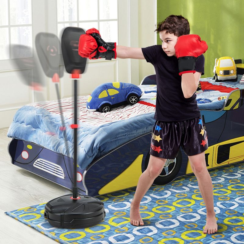 Costway Kids Punching Bag with Stand Height Adjustable Boxing Equipment with Gloves, 2 of 10