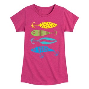 Girls' - Instant Message - Fishing Lures Fitted Short Sleeve Graphic T-Shirt - 1 of 4