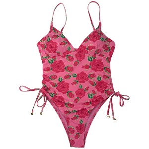 Betsey Johnson Womens' One-Piece V-Neck, Bandeau or Underwire Swimsuits - 1 of 3