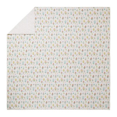 White Floral Reversible Cotton King Quilt Set