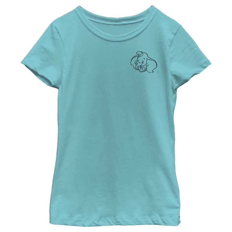 Girl's Dumbo Pocket Outline T-Shirt, 1 of 5