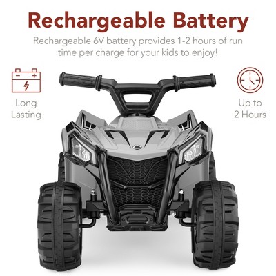 Gray 6-Volt Kids Ride-On Quad ATV with Treaded Tires