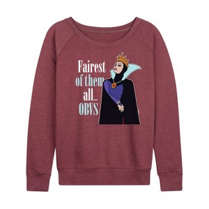 Women's - Disney Princess - Fairest of Them all Obvs Lightweight French Terry Wide Neck Long Sleeve Graphic Shirt - 1 of 4