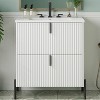 Vynxaria 30 Inch White Fluted Bathroom Vanity with Ceramic Sink One Complete Set Solid Wood Cabinet Two Full Extension Soft Close Drawers Vertical - 2 of 4