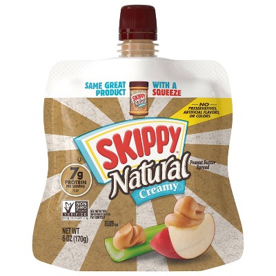 Skippy Natural Creamy Squeeze Pouch - 6oz