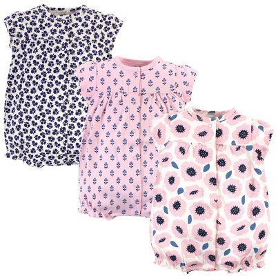 Touched By Nature Baby Girl Organic Cotton Rompers 3pk, Blossoms : Target