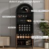 71" Farmhouse Arched Bar Cabinet with Bottle Storage & Glass Holder, Tall Beverage Display for Dining Room-3irtyhousy - 3 of 4