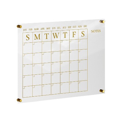 Clear Gold Acrylic Monthly Wall Calendar with Notes