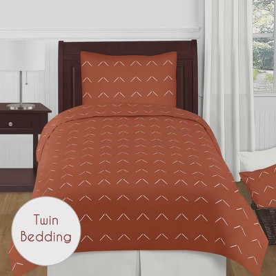 Set of 2 Orange and White Fabric Storage Cubes